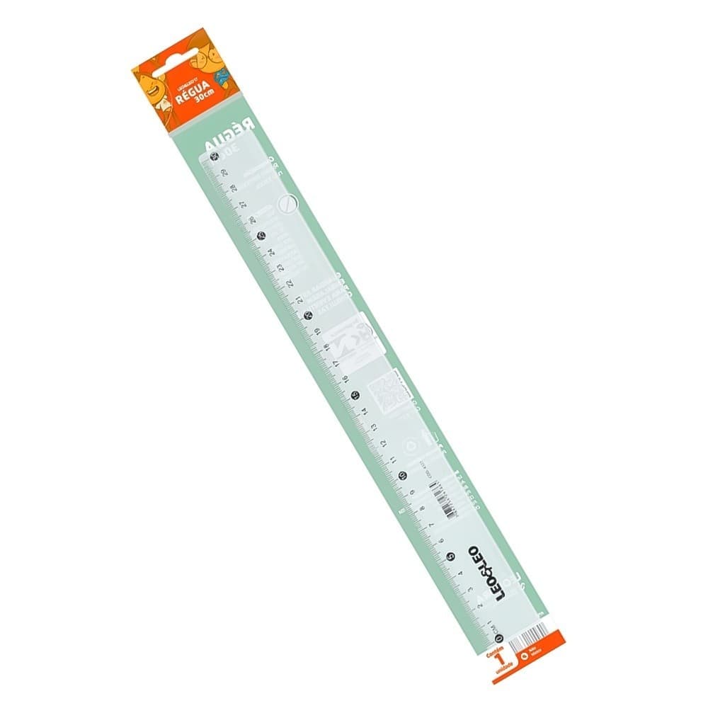 Régua Plastica 30cm Transparente Escolar Infantil Grande Cristal