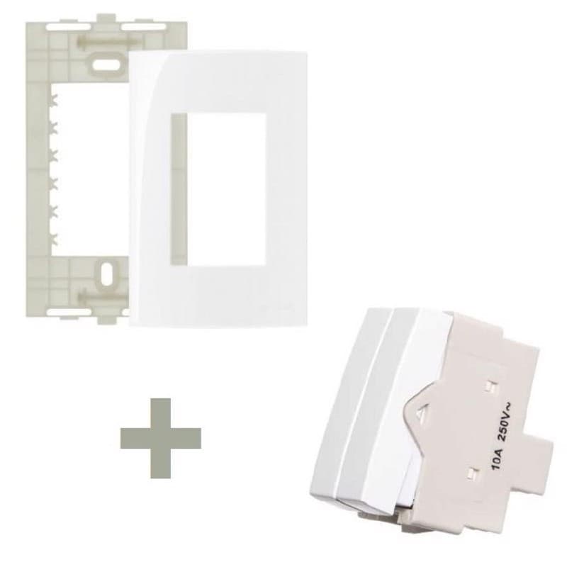 KIT 3PÇS INT DUPLO PAR 10A SLEEK 6 TECLAS + 1PÇ PCA 4X2 3MOD MARGIRIUS