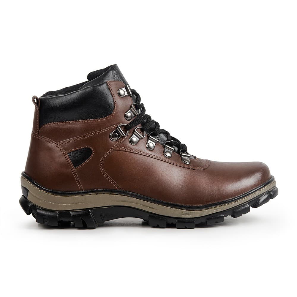 Coturno Bota Couro Masculina De Couro Innovation 37 a 44 Café Motociclista motoboy aventura moderna