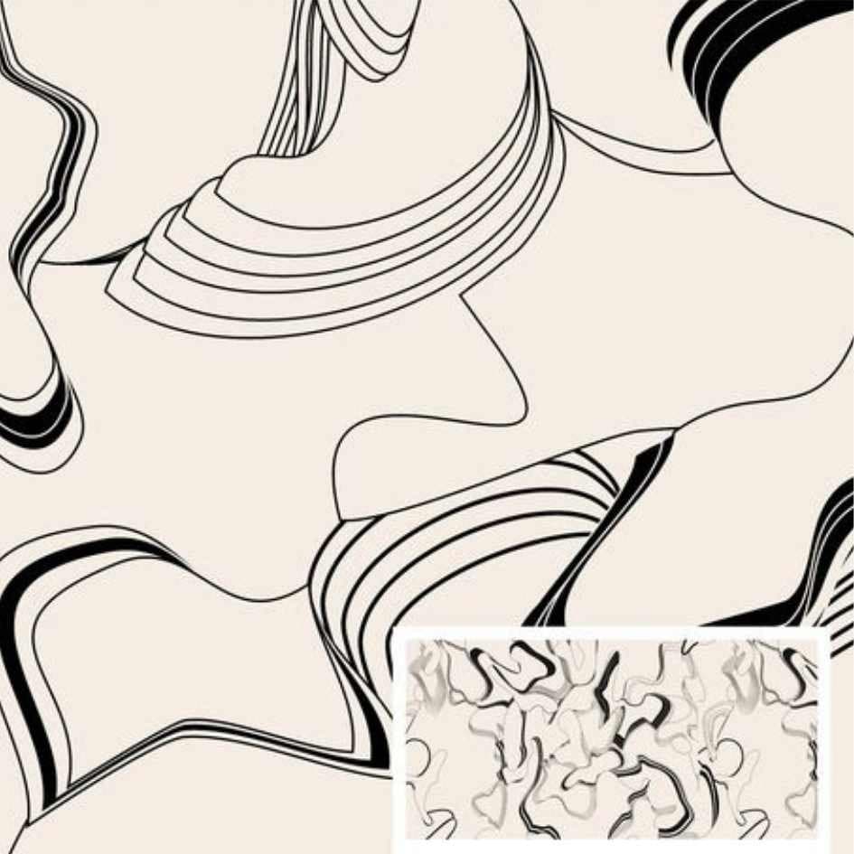 Abstract Black & Off White - 100% Viscose -  - Tecido Estampado Digital