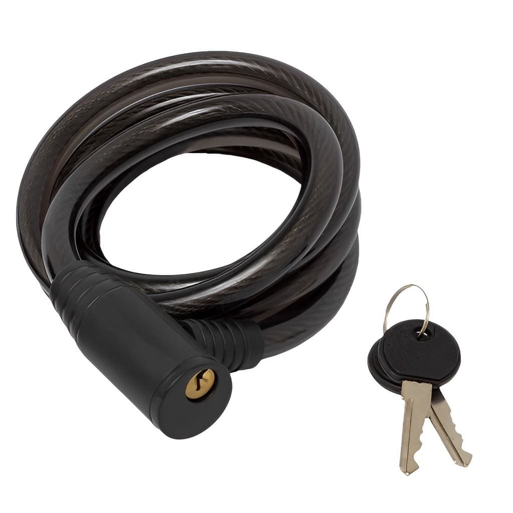 Cadeado 1m X 12MM Para Bicicleta, Moto, Portão e estepes Corrente Bike Espiral Grosso Cabo de Aço Resistente Com Duas Chaves 1,0 M De Comprimento Anti Roubo Anti Furto de Bike.