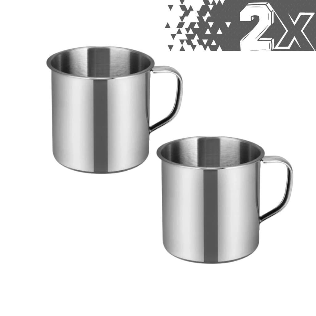 Kit 2 Caneca Inox 150ml Xícara Polida Lisa Vintage Inquebrável