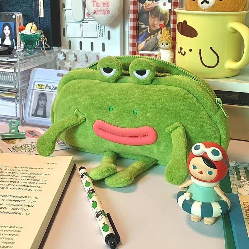 Estojo De Lápis De Sapo De Desenho Animado , Caixa E Bolsa De Caneta Para Adolescentes , Presente Multifuncional De Arma