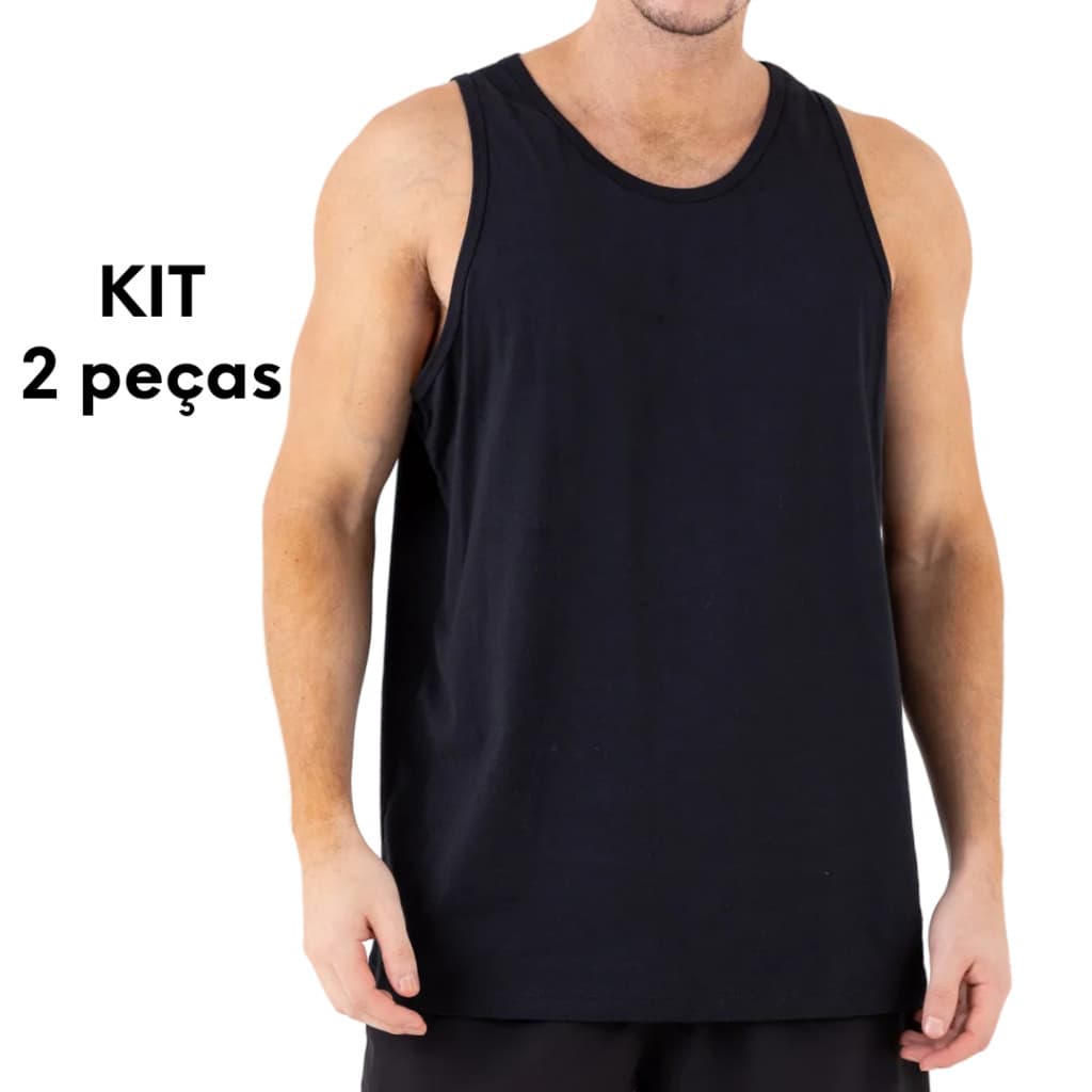 Linda KIT 2 Regata Masculina Básica 100% Algodão