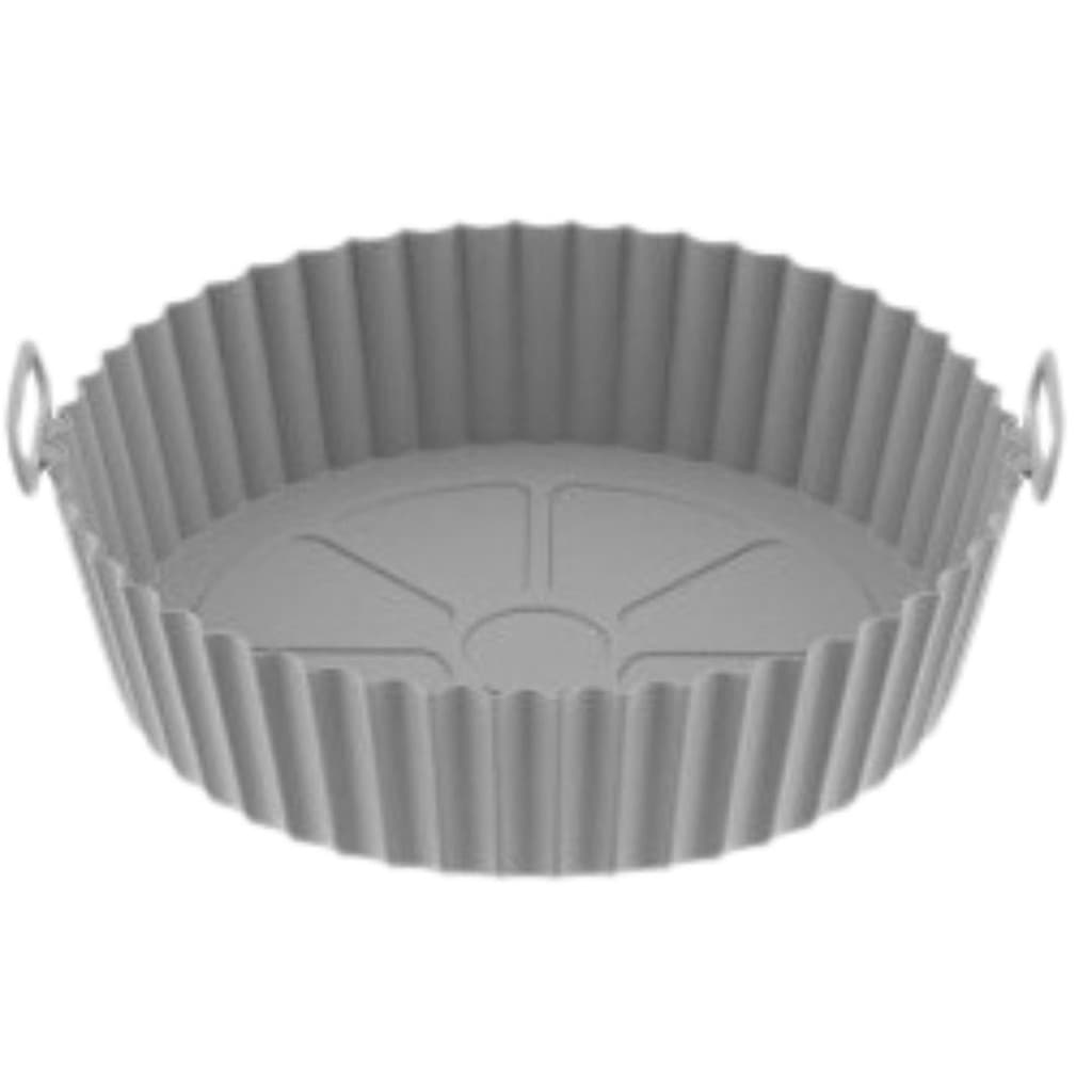Forma Air fryer Silicone Redonda Cesta Forro Antiaderente Fritadeira Elétrica 20cm CINZA