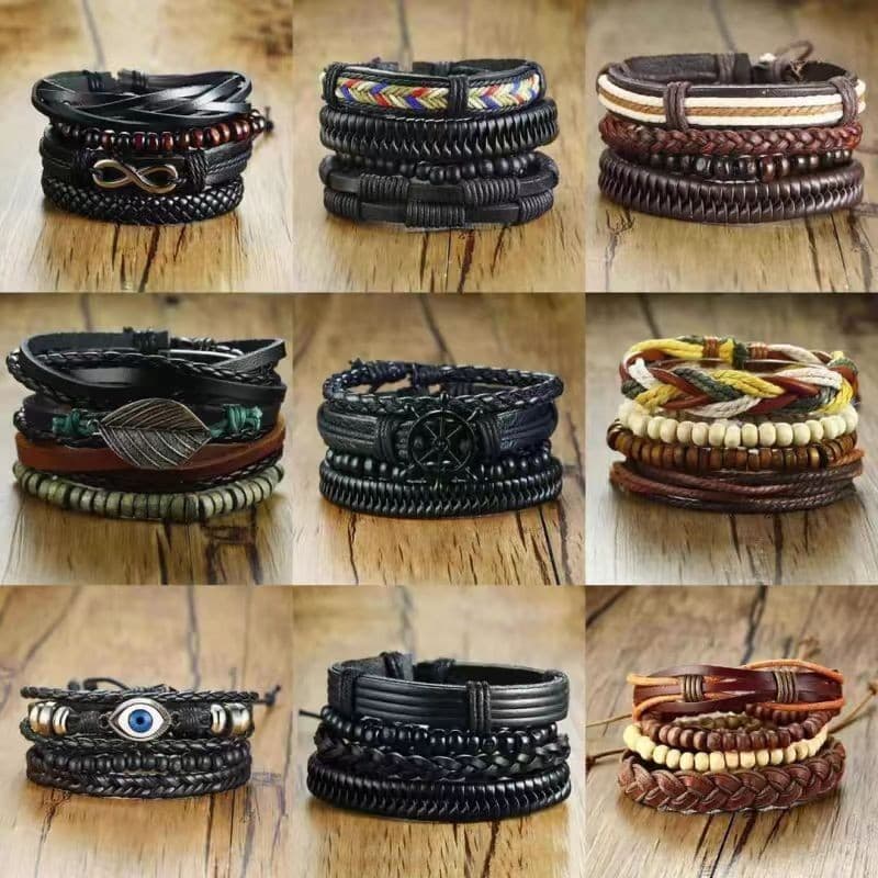 Eif dock de pulseiras de Couro/kit 3 e braceletes boêmicos presente grande variedade de braceletes femininos e masculinos