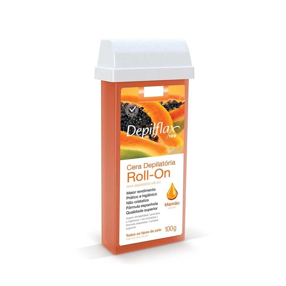 Kit c/5 Ceras Depilatória Refil Roll On Depilflax Mamão 100g