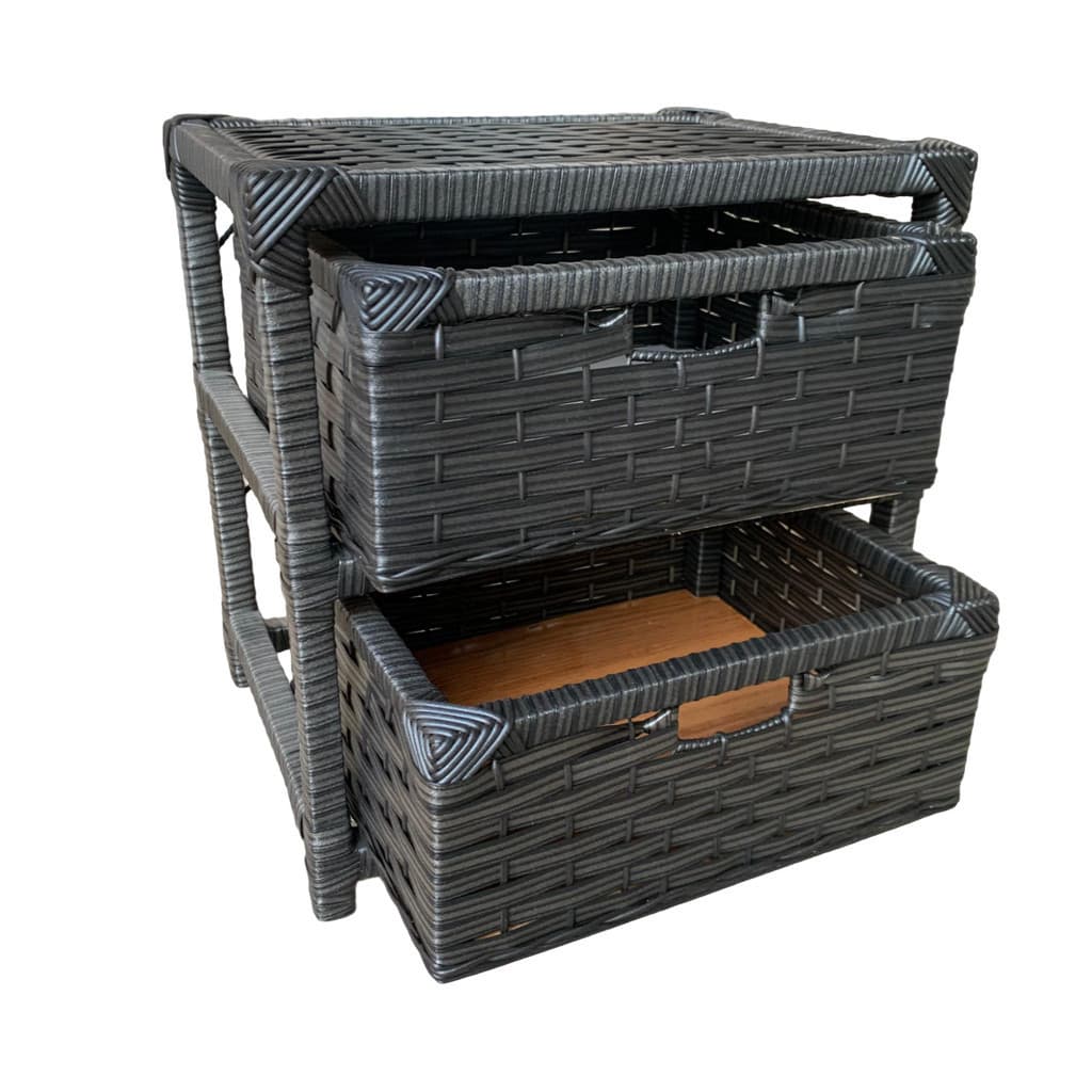 Gaveteiro Sintético Organizador Artesanal em Fibra, Multiuso, com 2 Gavetas 28x38x39