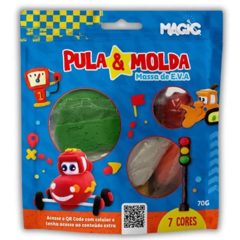 Pula & Molda - Massa de E.V.A - 7 Cores - Carros