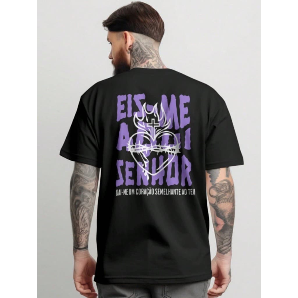 Camiseta Jesus Streetwear Masculina Feminina camisa 100% Algodão Eis-me aqui Senhor