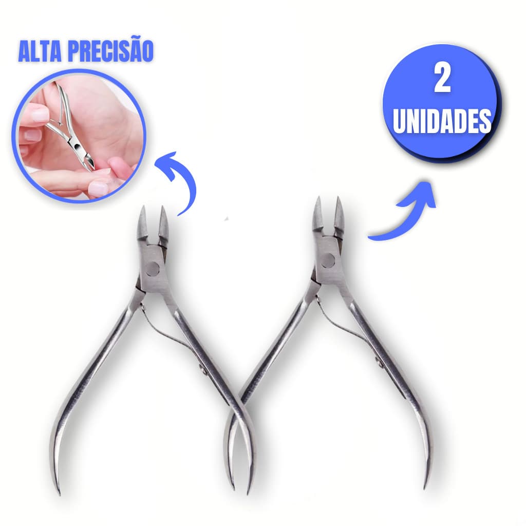 Kit 2 Alicates de Unha Cuticula profissional de Precisão Cortador de Unha Profissional Aço Inox