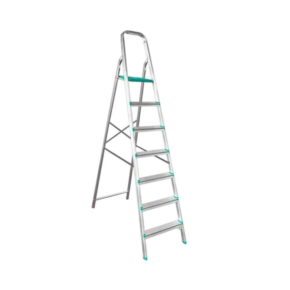 Escada Doméstica Alumínio 7 Degraus Suporta 120kg Pés/Degraus Antiderrapantes ED7 - Gibafer