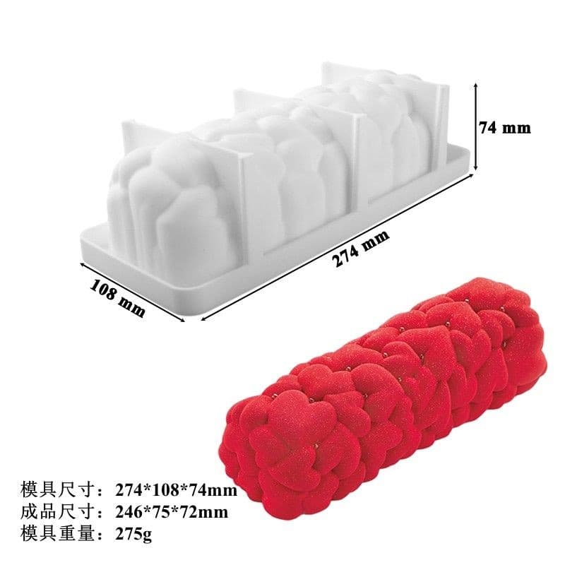 Tridimensional retangular costura amor coração Mousse bolo molde DIY em forma de coração bolha Chiffon pudim sobremesa m