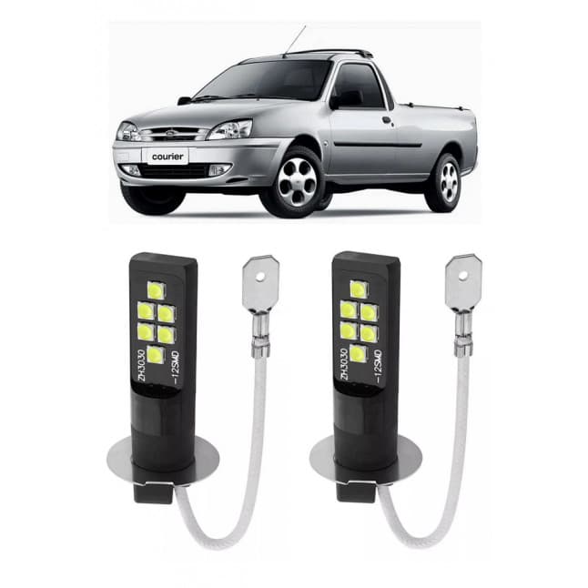 Par Lampada LED Bulbs Farol Milha Fiesta Courier 6000k