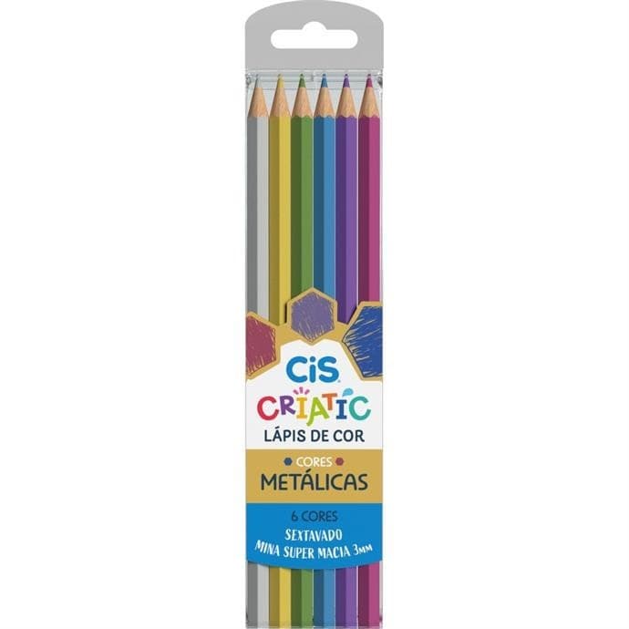 Lapis de Cor Sextavado Criatic Cores Metálicas C/6 Cores - CIS