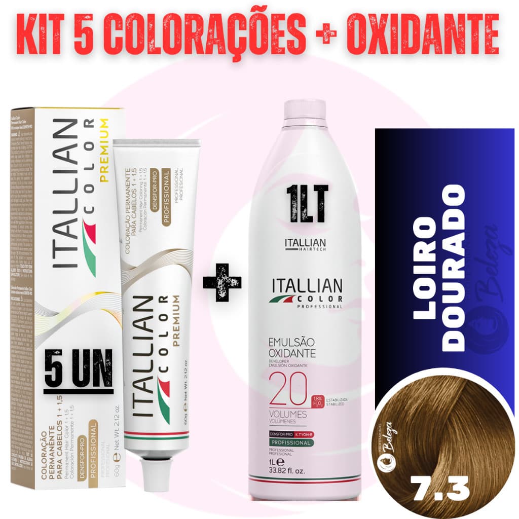 Kit 5 Tinta + Ox 20v Louro Dourado 7.3 Coloração