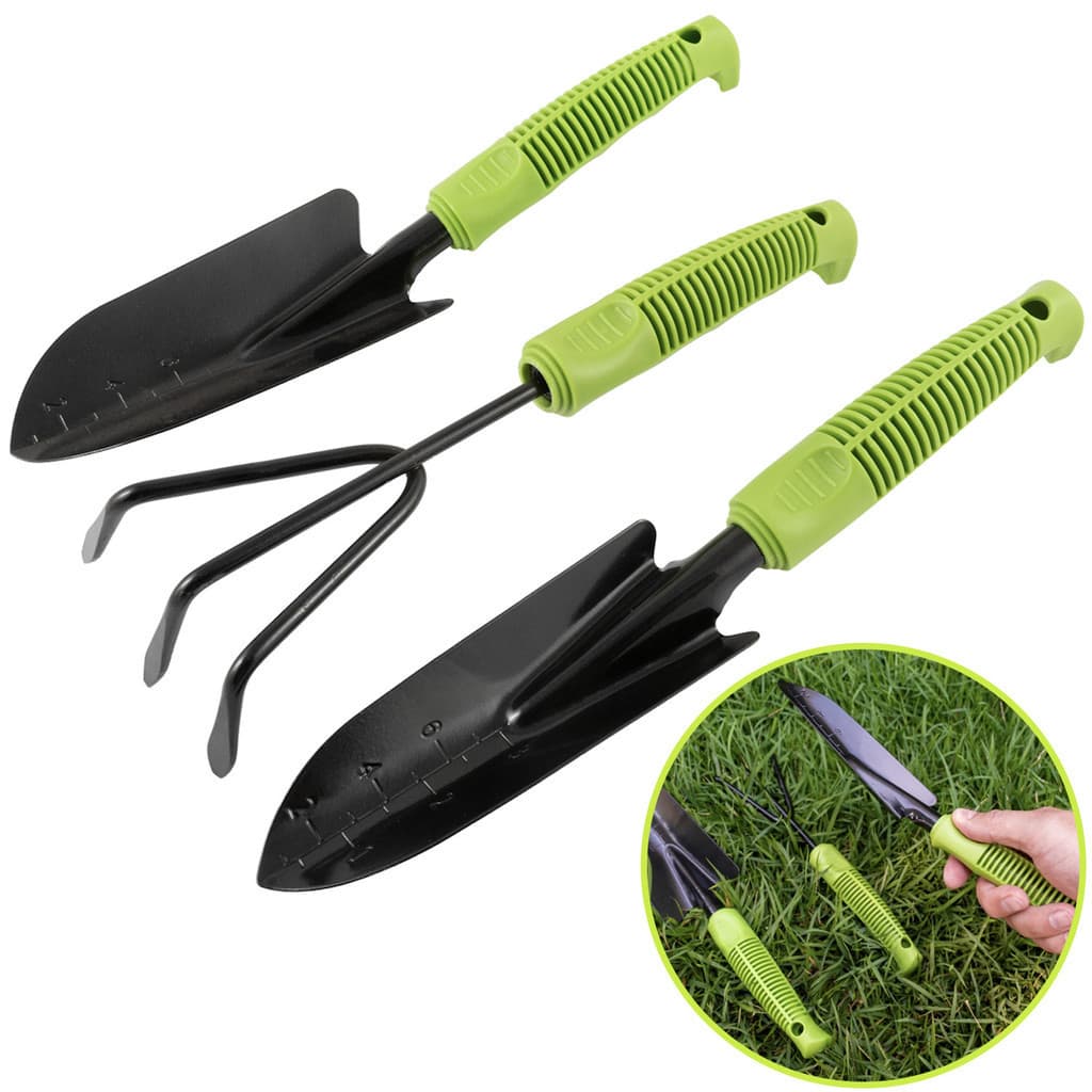 Kit 3 Ferramentas para Jardim com Pazinha e Rastelo Eda