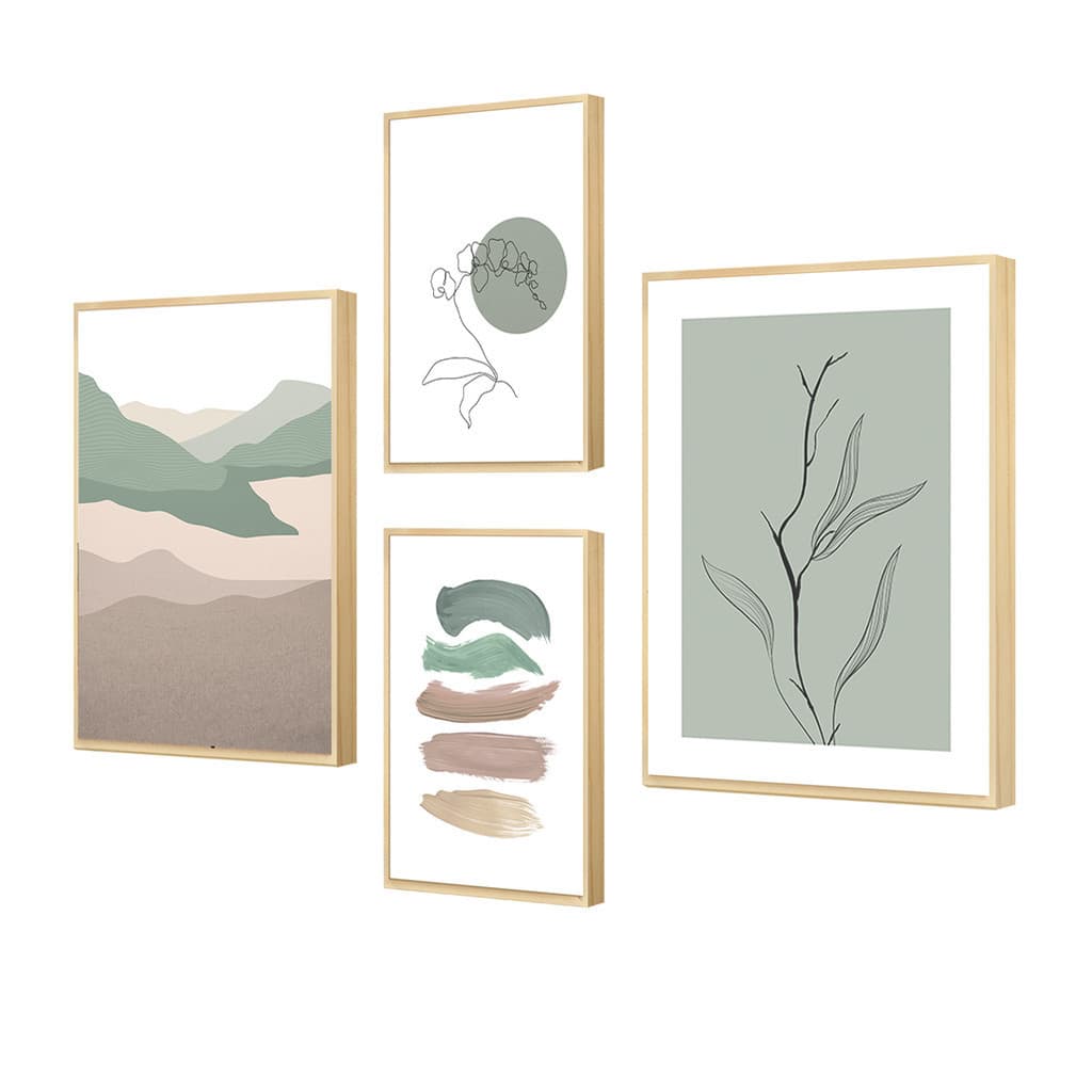 Conjunto de 4 Quadros Decorativos Sofisticados - Minimalista para Quarto e Sala
