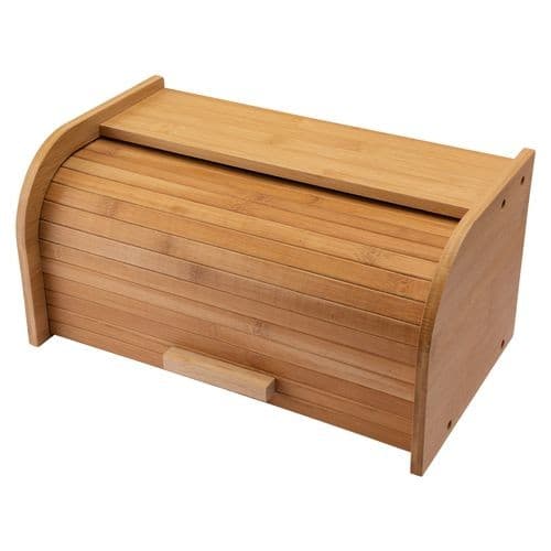 Porta Pão Em Bambu Com Tampa Retrátil 38cm