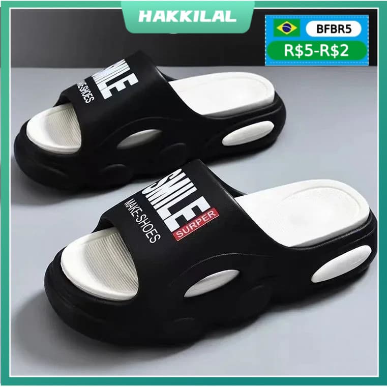 Homens Sola Grossa Verão Praia Slides Banheiro Anti Deslizamento Chinelo Sandálias Macias Simplicidade Ultra Leve Carta