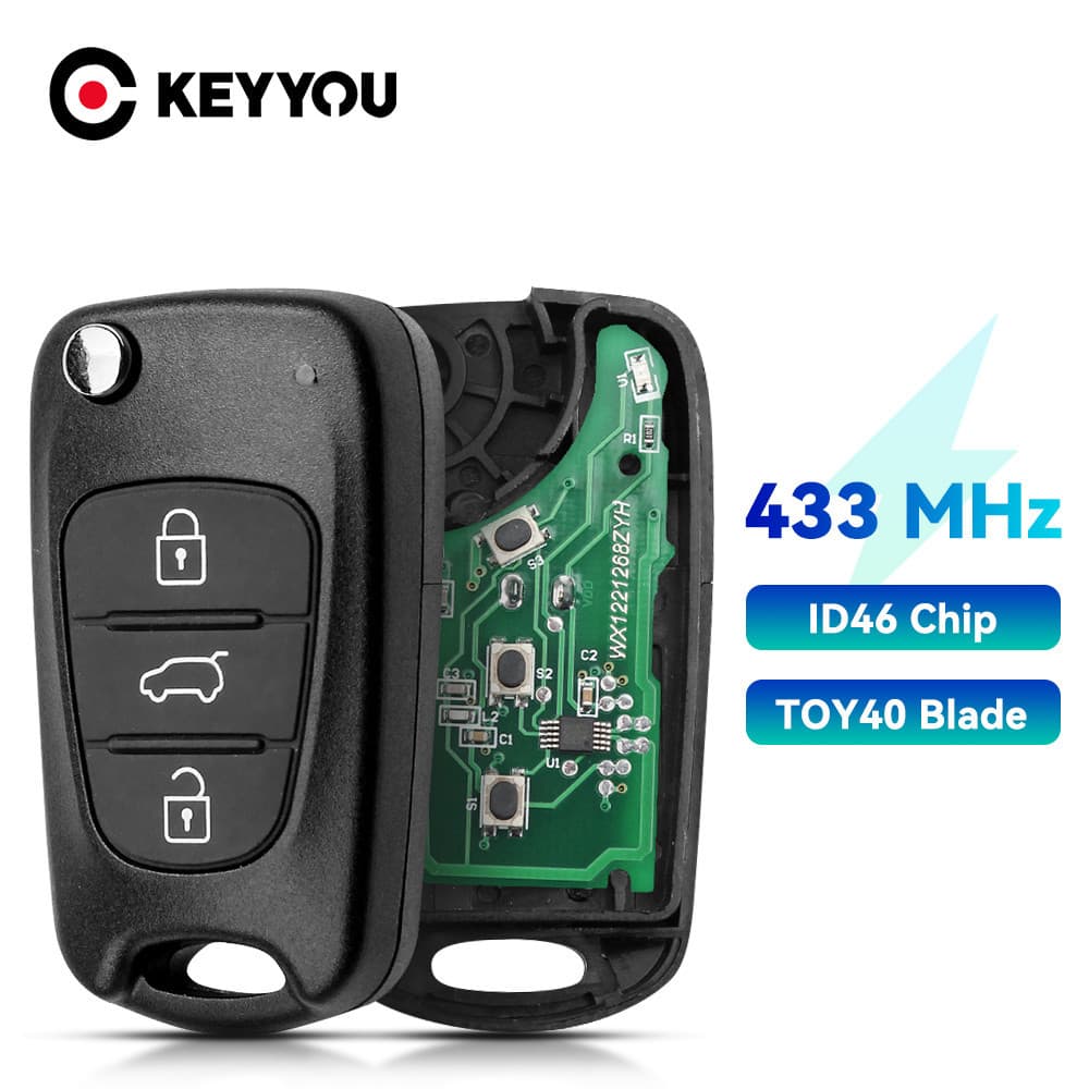 433Mhz Controle Remoto Car Key Control Para Hyundai I20 I30 IX35 Avante Alarme De Veículo Automóvel Dobrável ID46 Chip