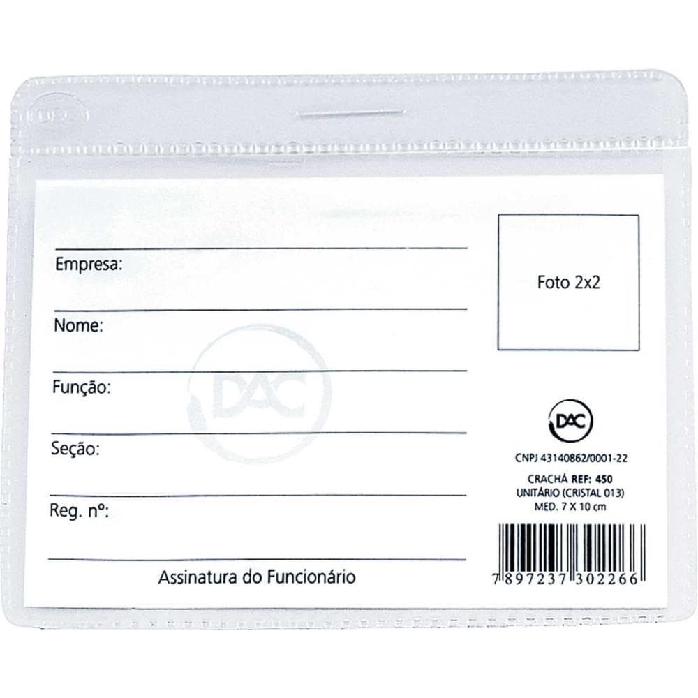 Porta Crachá Transparente S/ Presilha Evento PVC 7X10CM 50UND