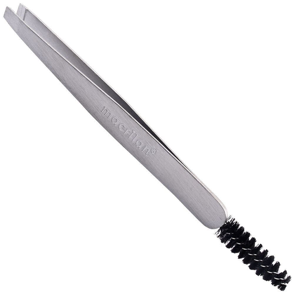 Pinça para sobrancelha Ponta Diagonal C/ Escova - Macrilan - PI-14