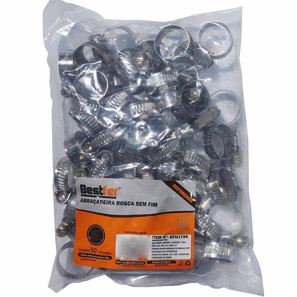 50 Abraçadeira Metal Para Mangueira Gas E Jardim Reforçada