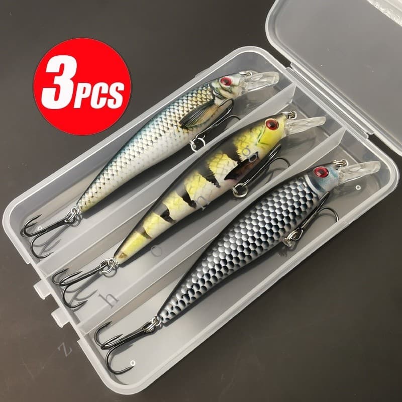 Kit De Isca De Pesca De 3 Peças isca artificial De Peixinho Afundando Artificial Wobbler Bass Tackle