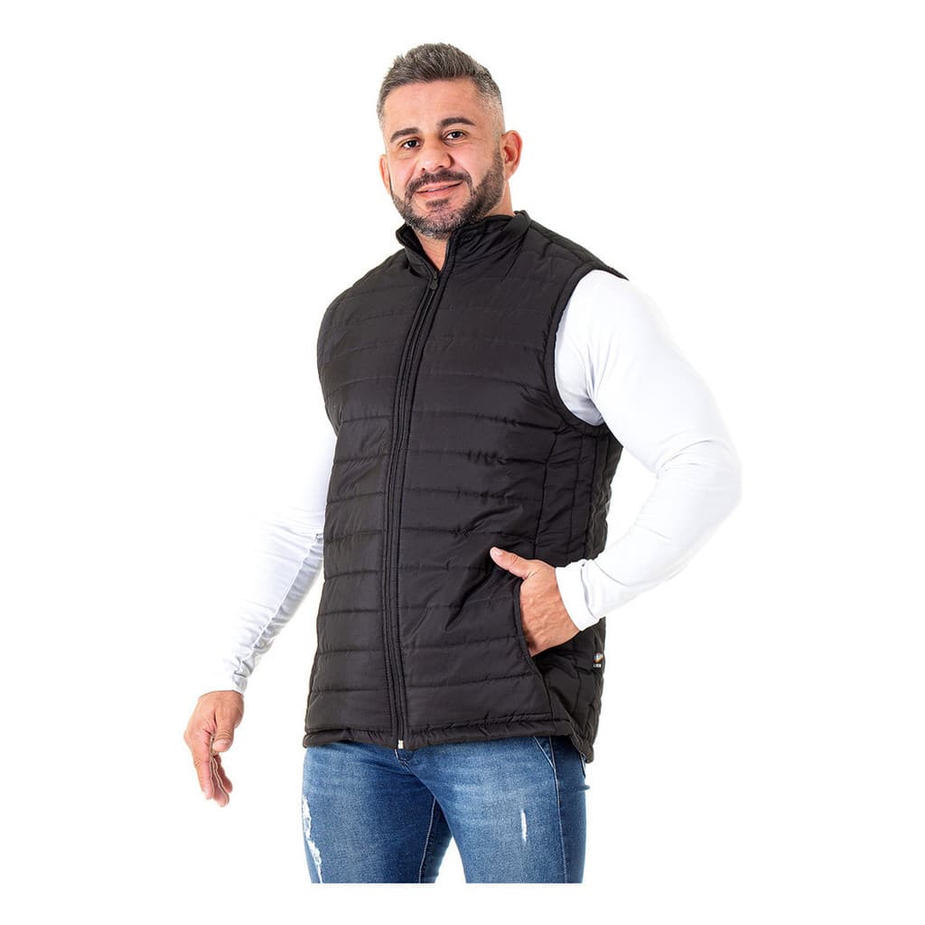 Colete Forrado por dentro Masculino Puffer Bobojaco Nylon Matelado Acolchoado Gominho Inverno Frio