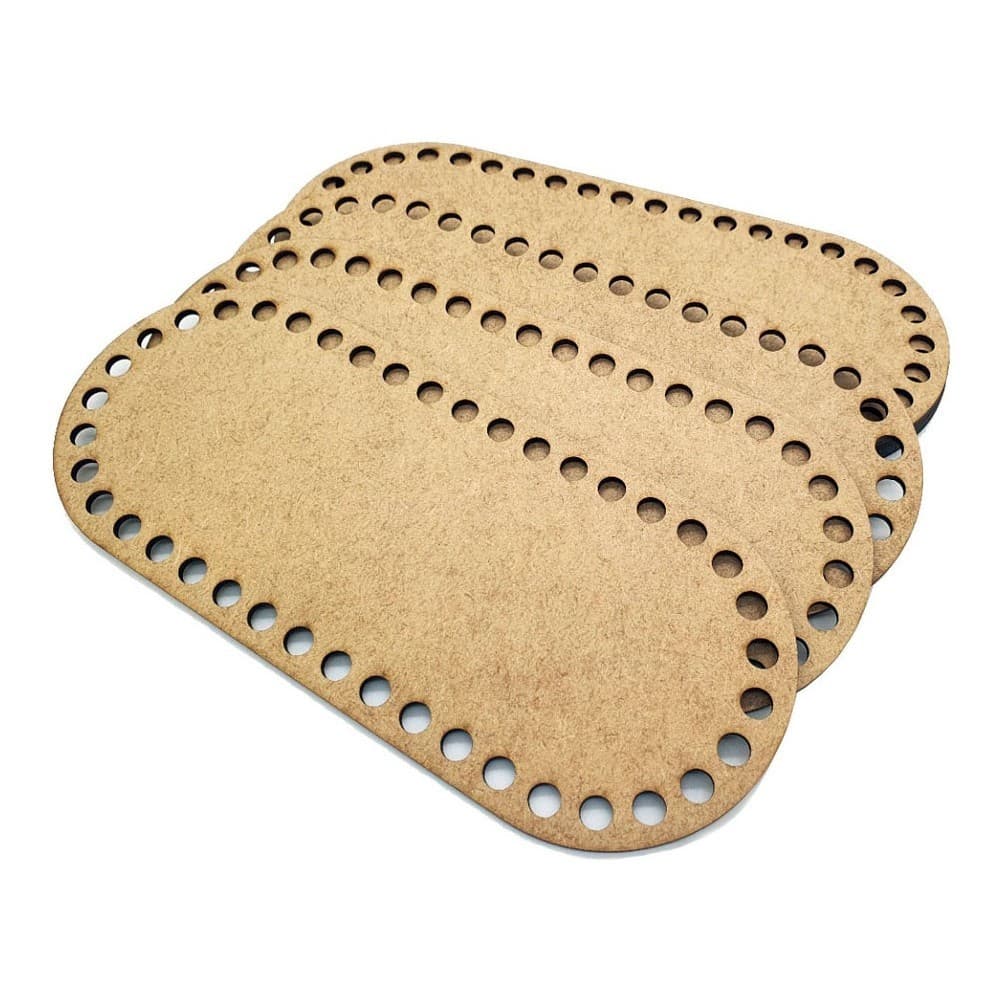 Base Fundo Cestos Crochê Fio De Malha Mdf Kit 21 Peças