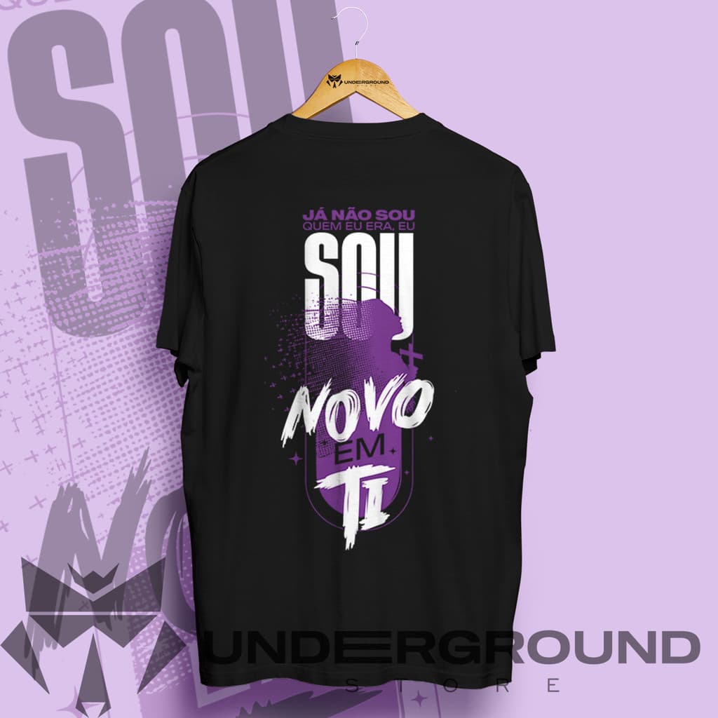 Camiseta Masculina " Sou Novo em ti" t-shirt Moda Evangélica Camisa 100% Algodão