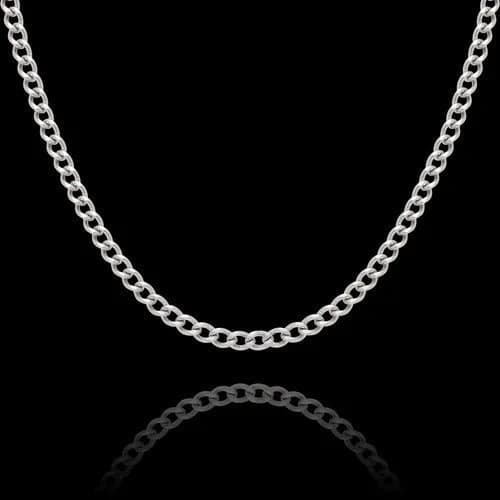 Colar Corrente Masculino Fina Prata 4 mm Grumet 1x1 Aço Inox 60cm
