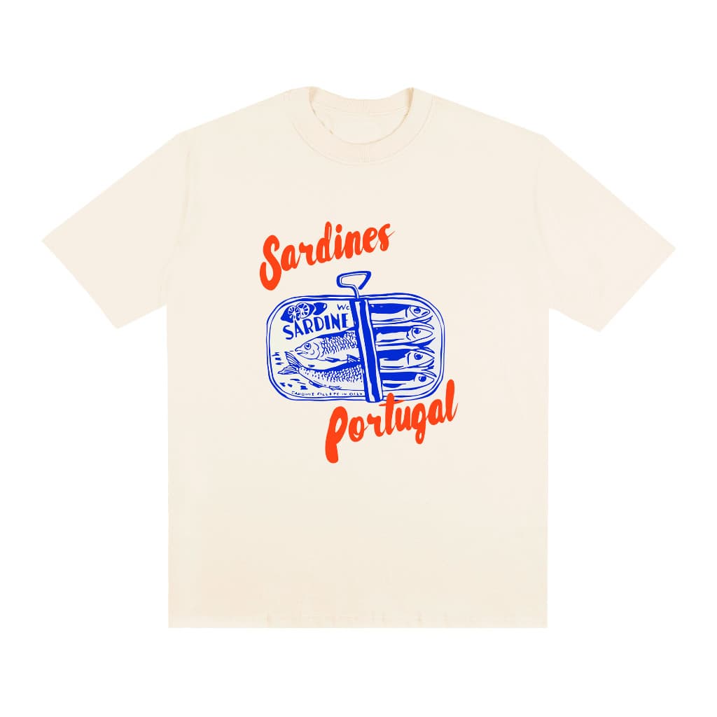 Camiseta Feminina 100% Algodão Premium Sardines Portugal