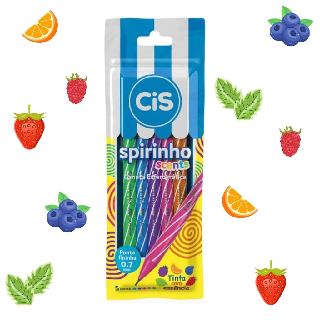 Caneta Cis SpIrinho Scents Estojo c/5 Cores