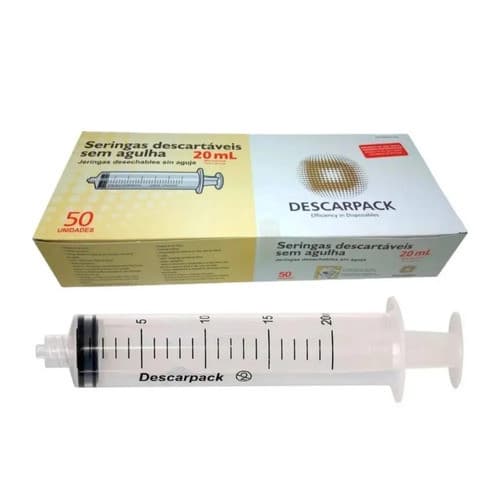 Seringa Descartável 20ml Luer Lock C/50 Unidades Descarpack