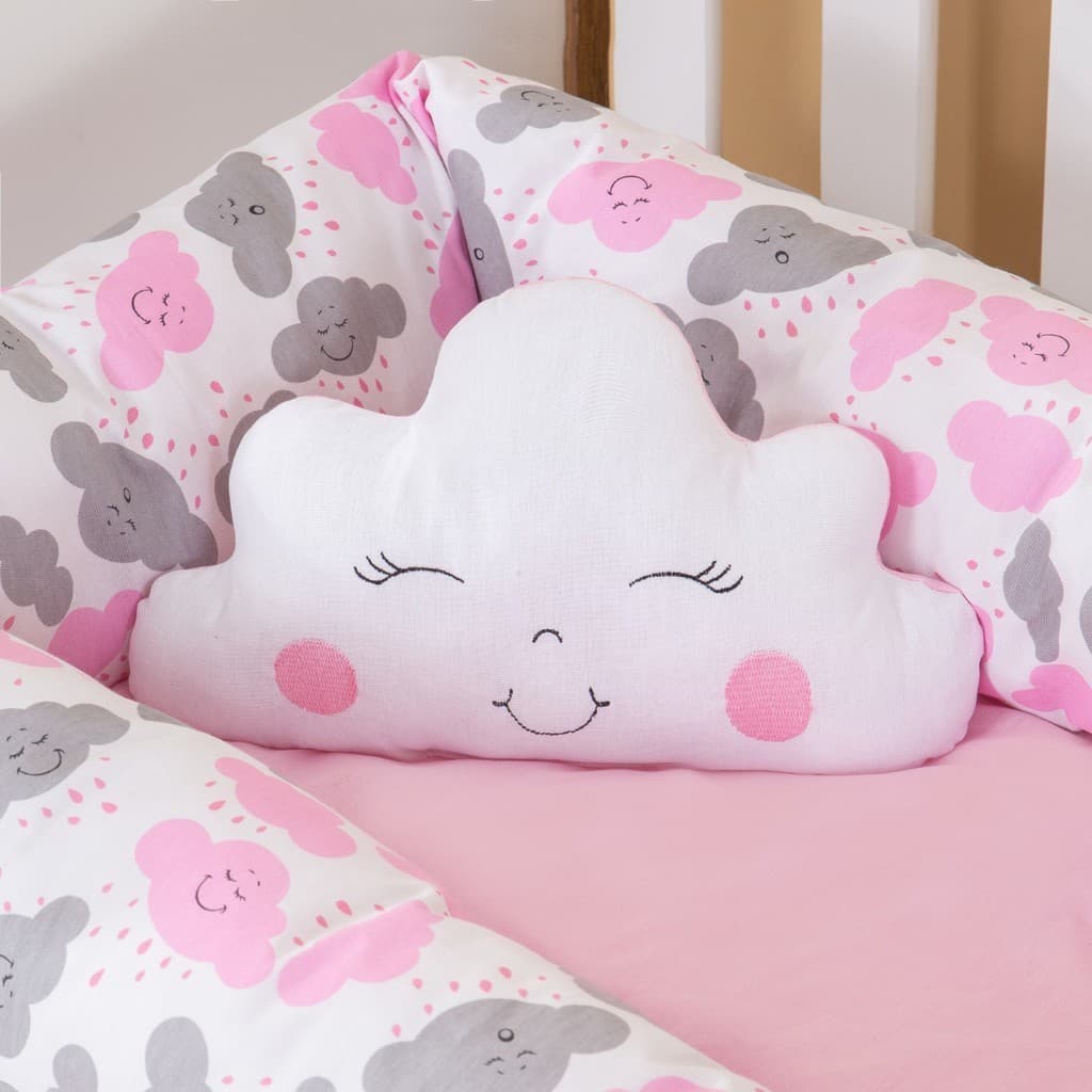 Ninho Redutor de Berço Quadrado Com Almofada Decorativa Nuvem Feliz Bebê Luxo