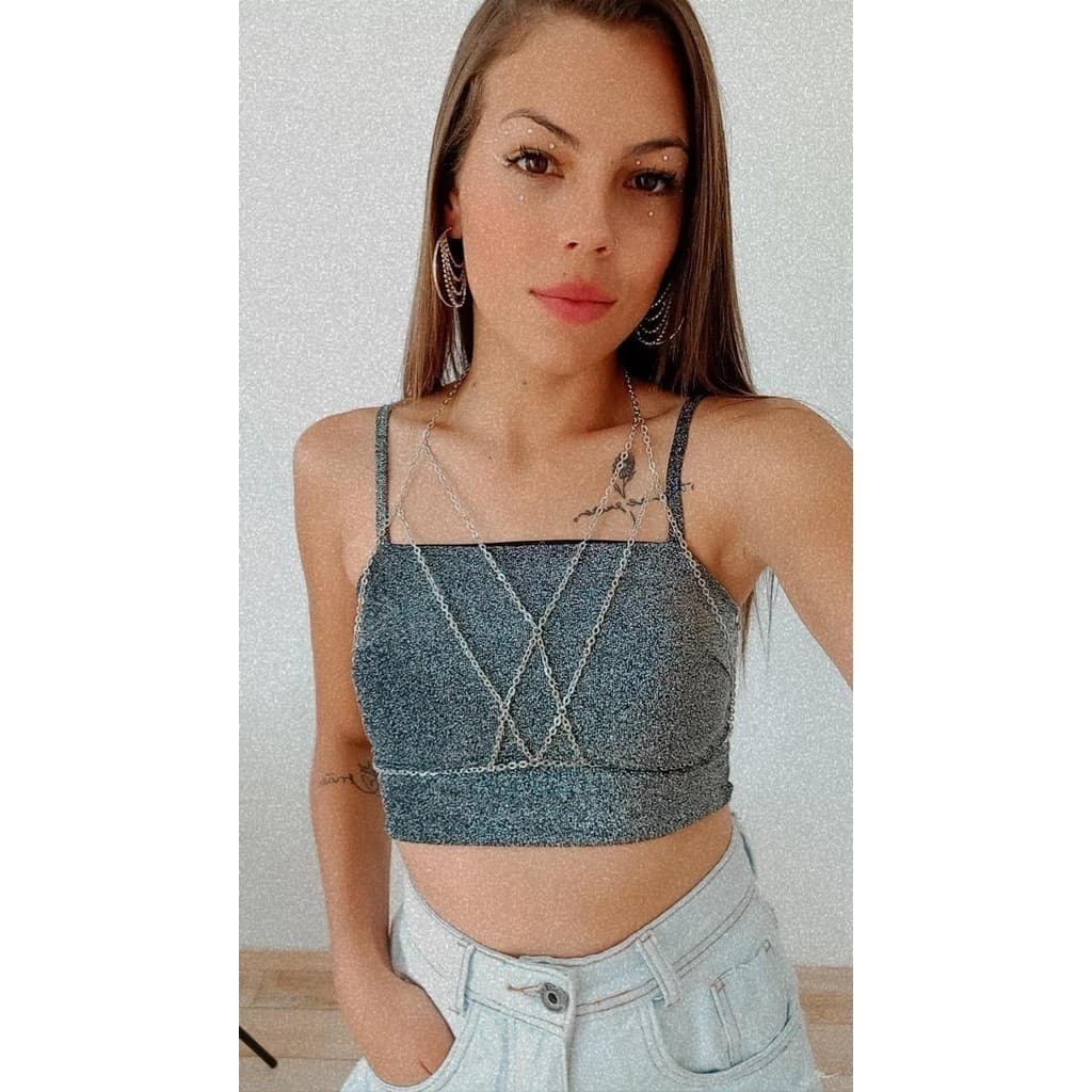 Bodychian sutiã de correntes colar corporal Ouro e Prata