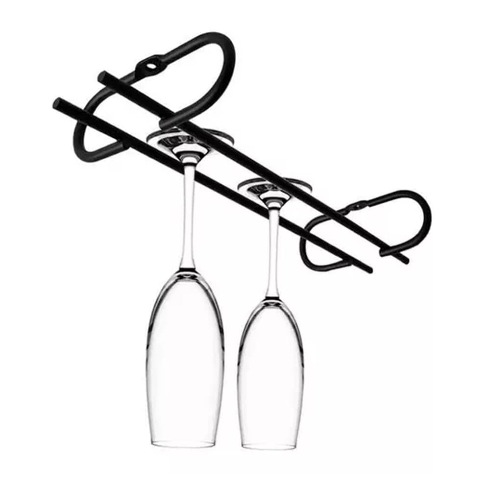 SUPORTE PORTA TAÇA RETO 420MM - PRETO FOSCO PTR420 BLACK