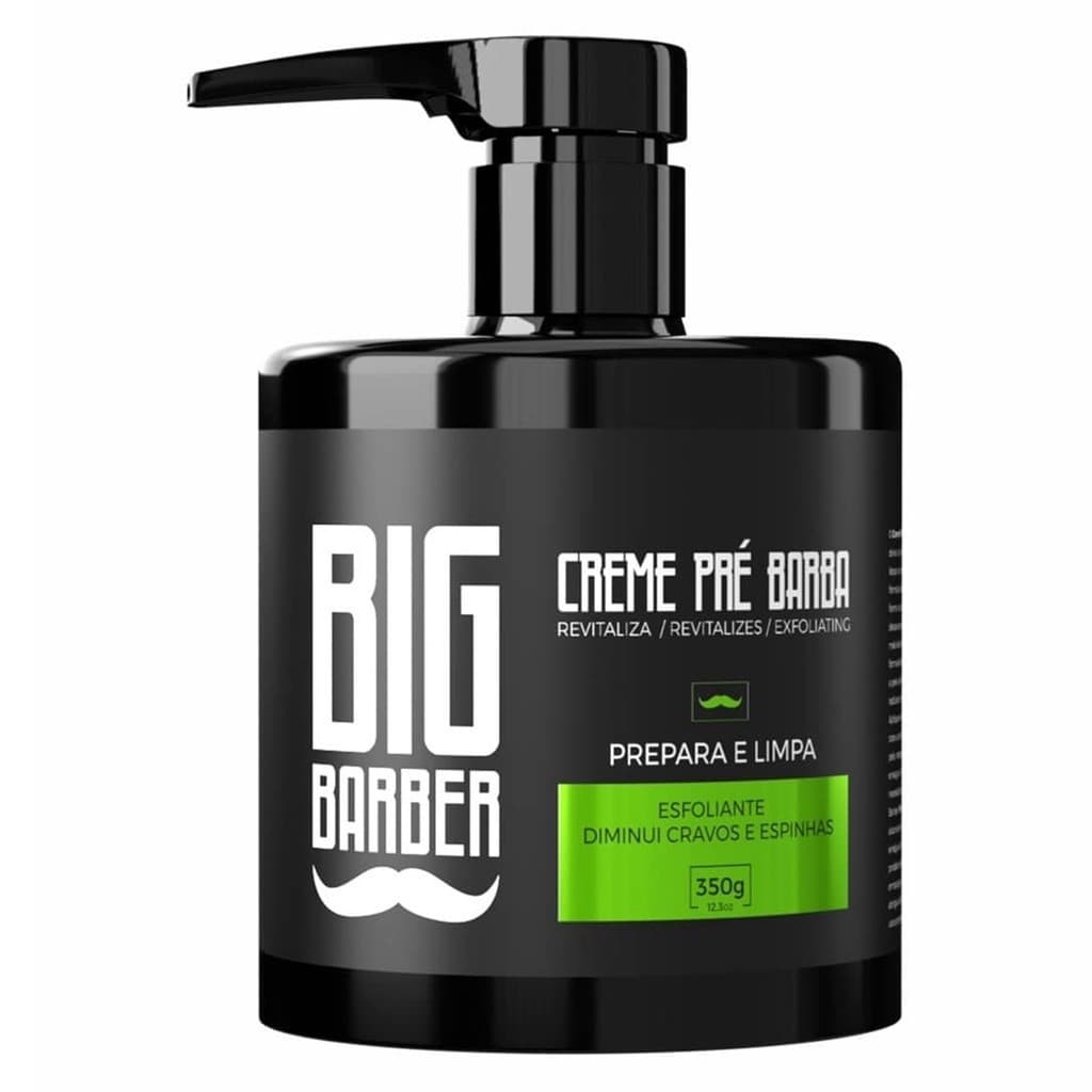Creme Pre Barba Big Barber 350g Lemon Limpador Facial Esfoliante Revitaliza Barbeiro Profissional
