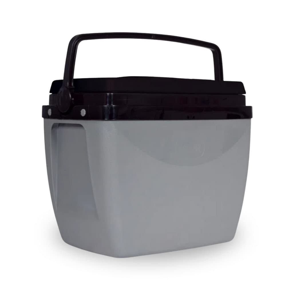 Caixa Térmica 18L Cinza E Preto Mor Cooler Multiuso Prático Com Alça Versátil Porta Copos Bebidas Praia Piscina Camping
