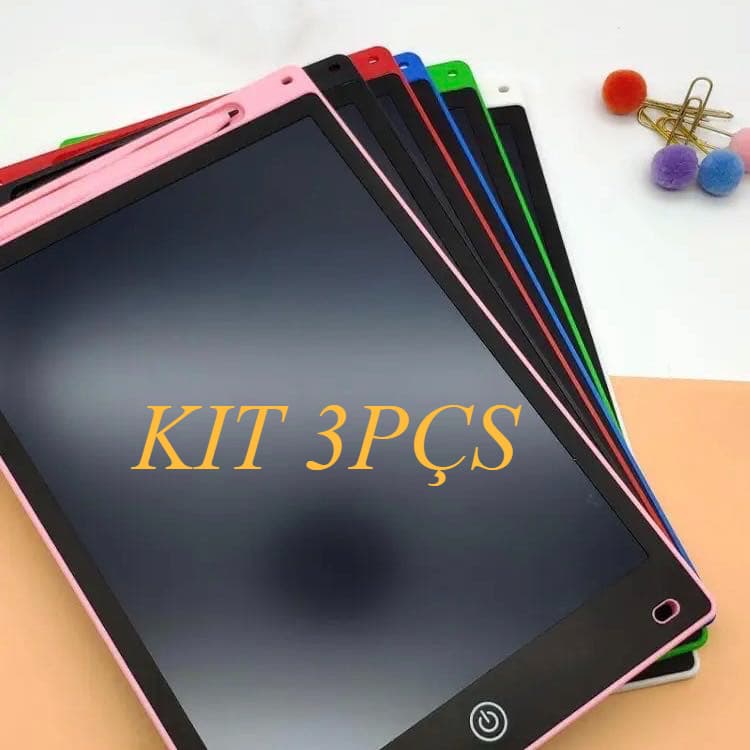 Kit 3pçs Lousa Mágica 8.5 Polegadas Tela Lcd Tablet Infantil De Escrever E Desenhar