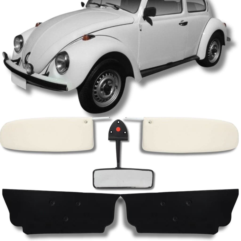 kit fusca par quebra sol retrovisor e par rodape traseiro