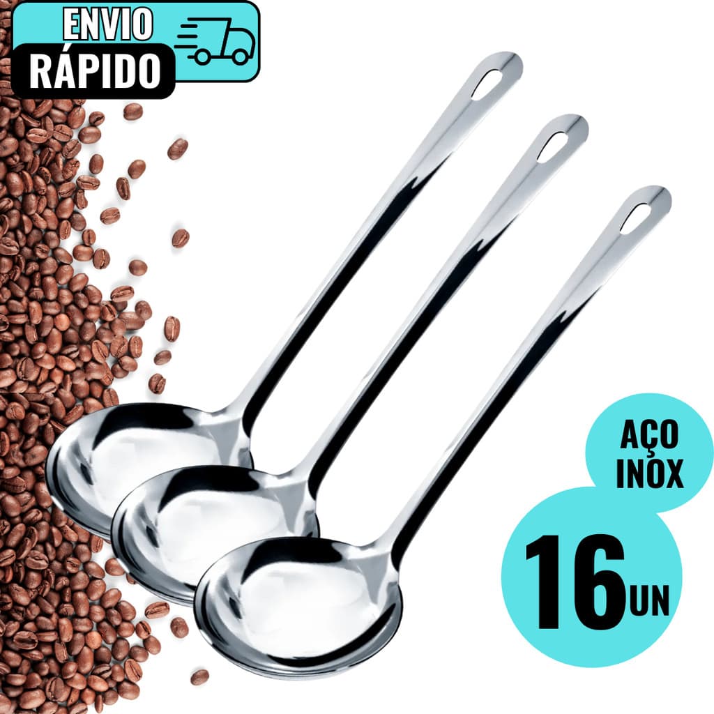 Kit 16 Unidades de Concha De Feijão Sopa em Aço Inox Premium Para Caldos Molhos Restaurante Bares