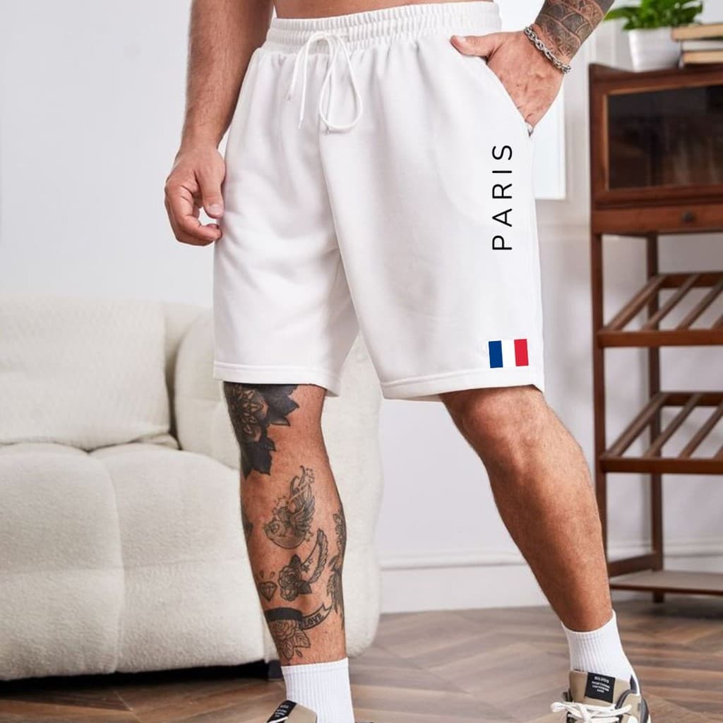 Short Bermuda Masculina de moletom de algodão tecido leve e confortável Paris