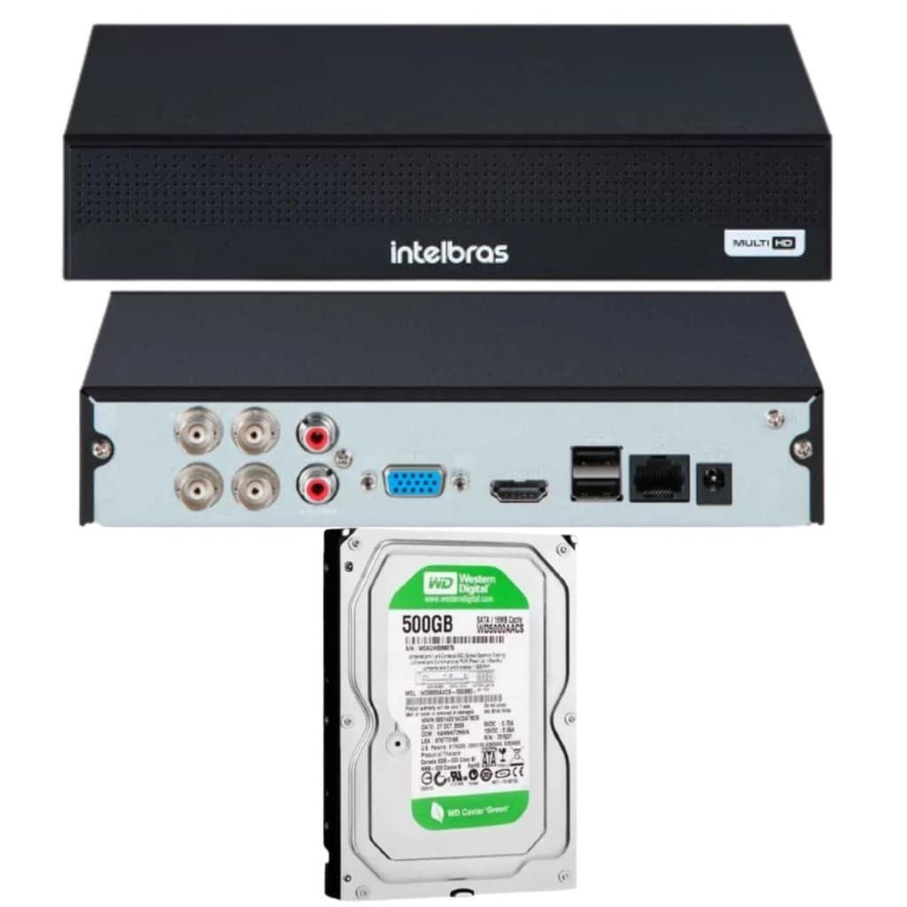 Dvr Intelbras Gravador Full Hd Mhdx 3104-c 4 Canais Multi Hd C/HD 500GB