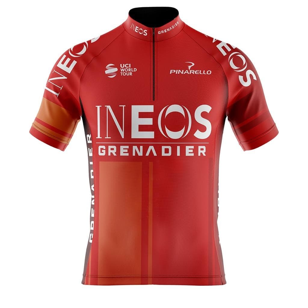 Camisa Ciclismo Camiseta Ciclista Roupa de Ciclismo Masculina Ineos Vermelha Com Bolsos Uv 50+