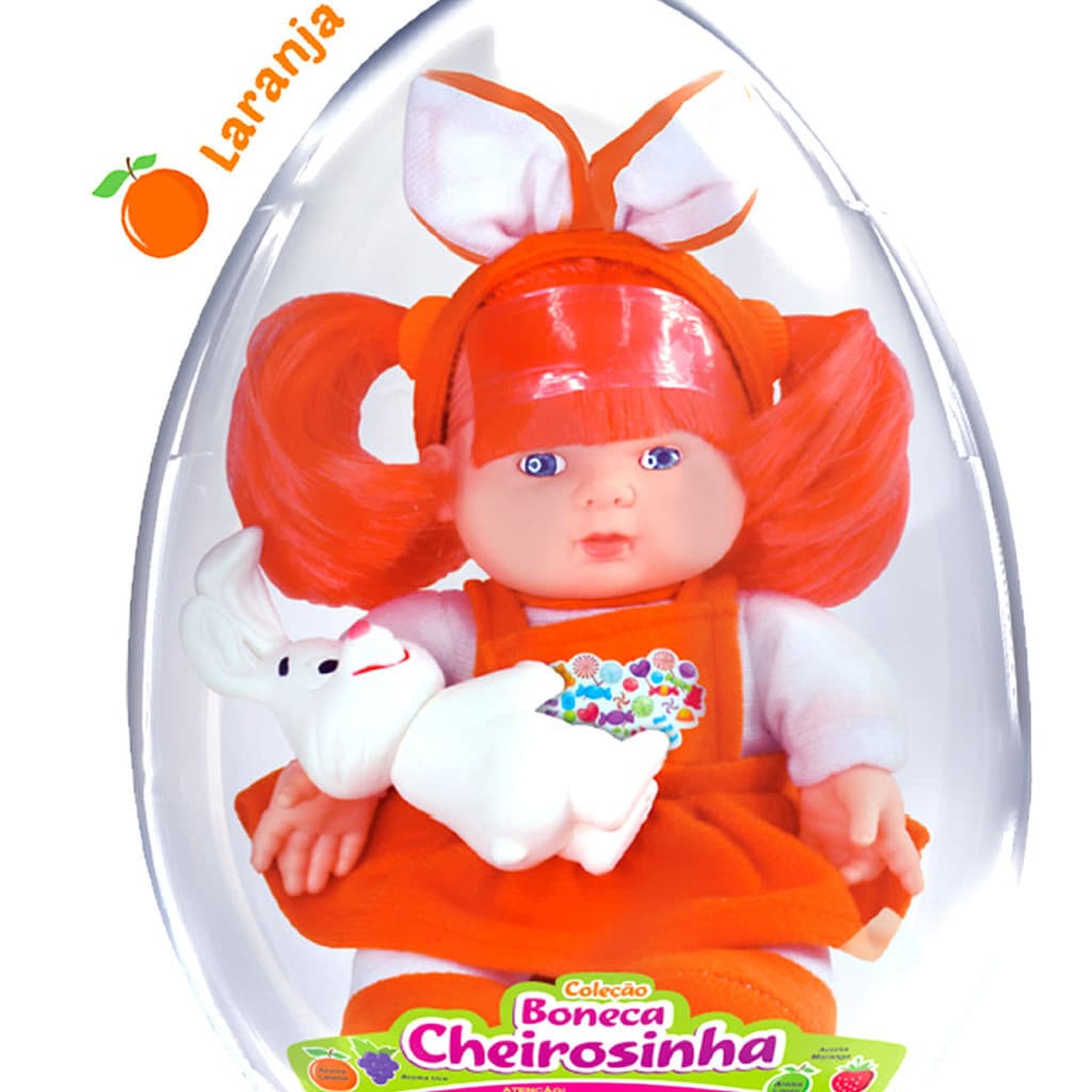 Ovo Páscoa Brinquedos Boneca Cheirosinha Laranja C/ Coelho