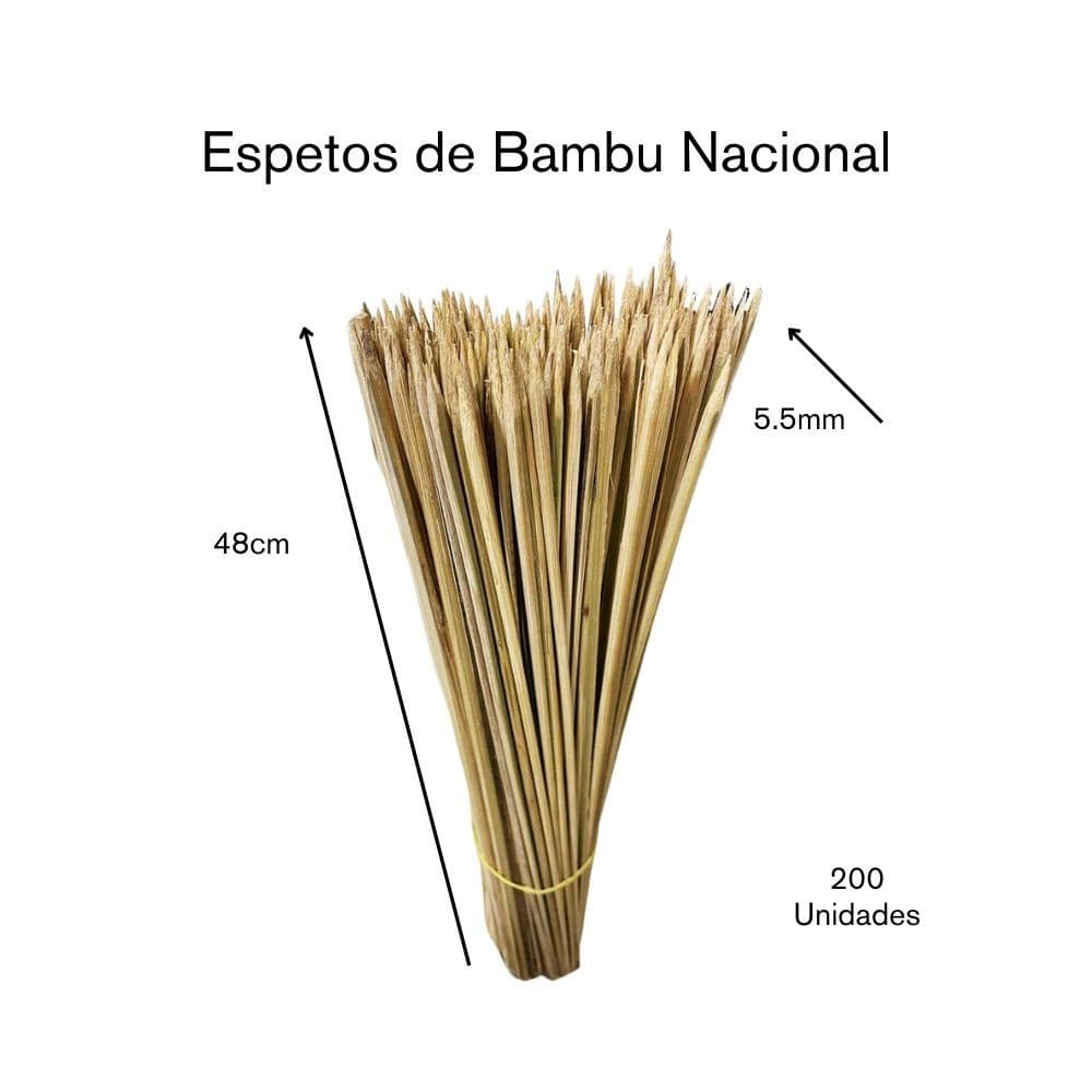 Espetos de Bambu Nacional 200un de 48cm x 5.5mm