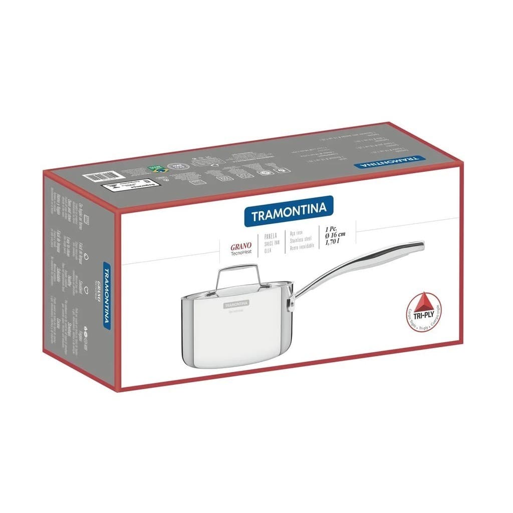 Panela Grano 16 Cm Inox Tramontina Corpo Triplo Indução